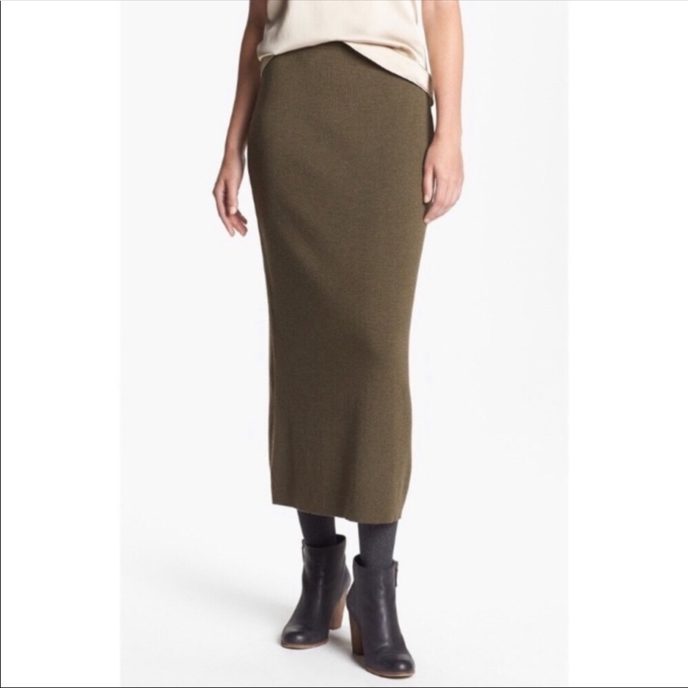 Eileen Fisher 100% Wool Green Maxi Skirt